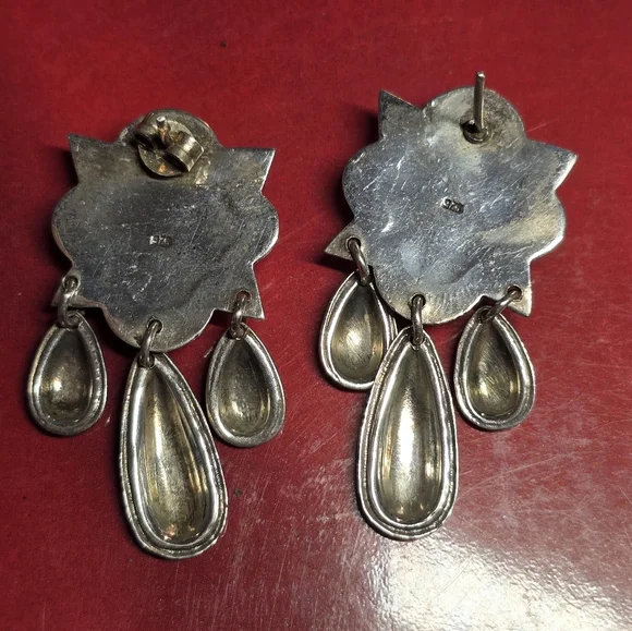 Vintage Native American Navajo turquoise and sterling silver dangle earrings - Picture 3 of 4